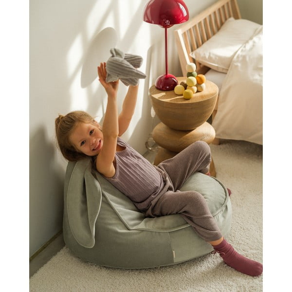 Pouf a sacco per bambini color menta con rivestimento in velluto Bunny – Wigiwama-image-1