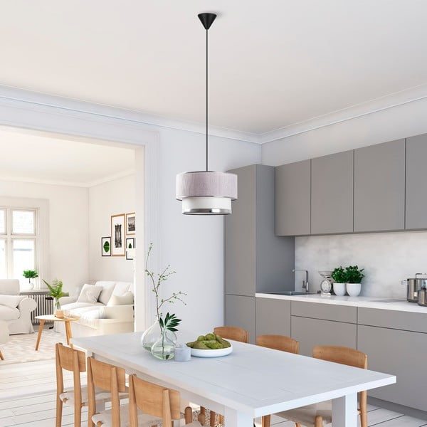 Lampadario grigio/argentato con paralume in tessuto ø 30 cm Cake – Opviq lights-image-1