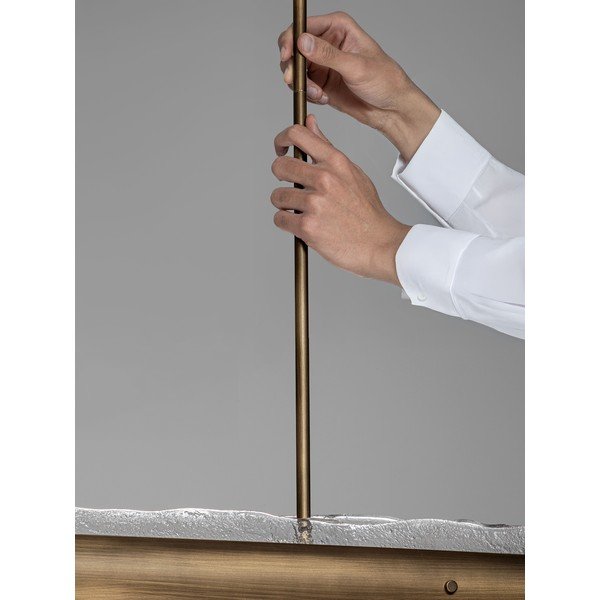 Lampadario LED color ottone in acciaio con paralume in vetro con intensità regolabile Velar – Nova Luce-image-3