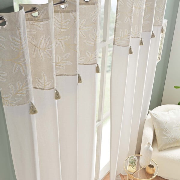 Tenda bianca/beige in misto cotone 140x240 cm Altea – douceur d'intérieur-image-3