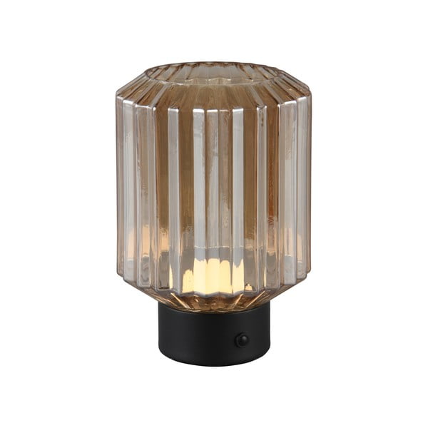 Lampada da tavolo LED dimmerabile nera e beige con paralume in vetro (altezza 19,5 cm) Lord - Trio