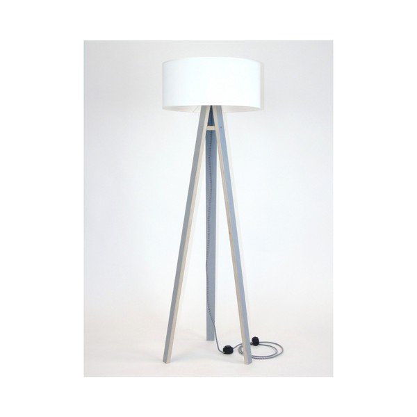 Lampada da terra grigia con paralume bianco e cavo bianco e nero Wanda - Ragaba