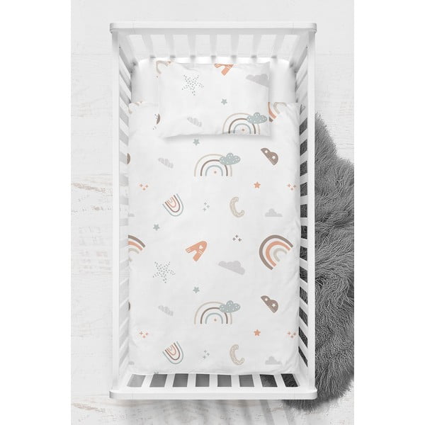 Set copripiumino e federa da bambini bianco in cotone renforcé per culla 100x150 cm Abc – Mijolnir-image-2