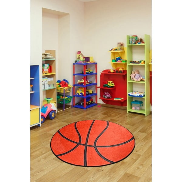Tappeto arancione antiscivolo per bambini , ø 140 cm Basketball - Conceptum Hypnose-image-2