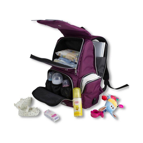 Zaino viola per mamme con porta USB Lo zaino per la cura del bambino di My Valice MOTHER STAR - Myvalice-image-3