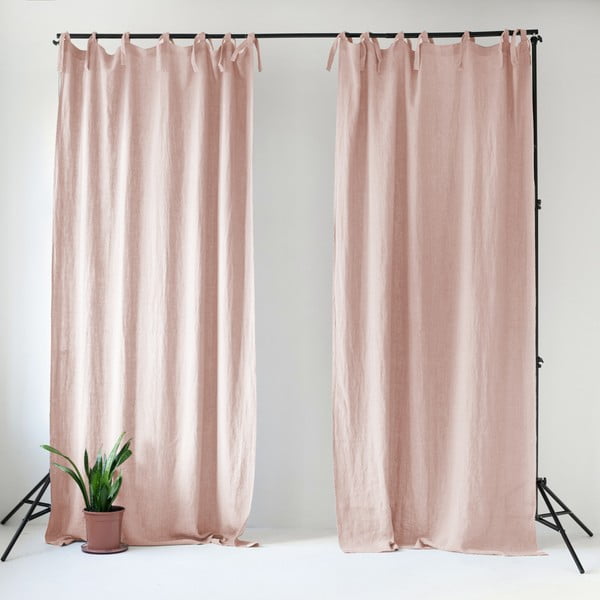 Tenda di lino rosa con passanti Night Time, 275 x 140 cm Misty - Linen Tales