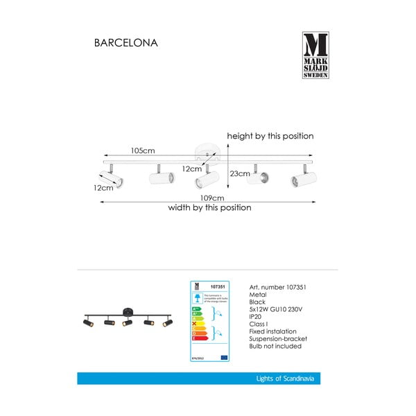 Apparecchio da soffitto nero Barcelona - Markslöjd-image-2