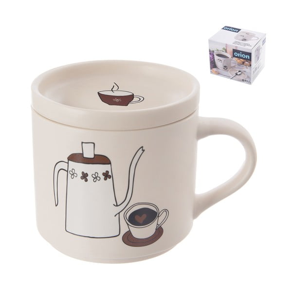 Tazza con coperchio bianca in porcellana 450 ml – Orion-image-2