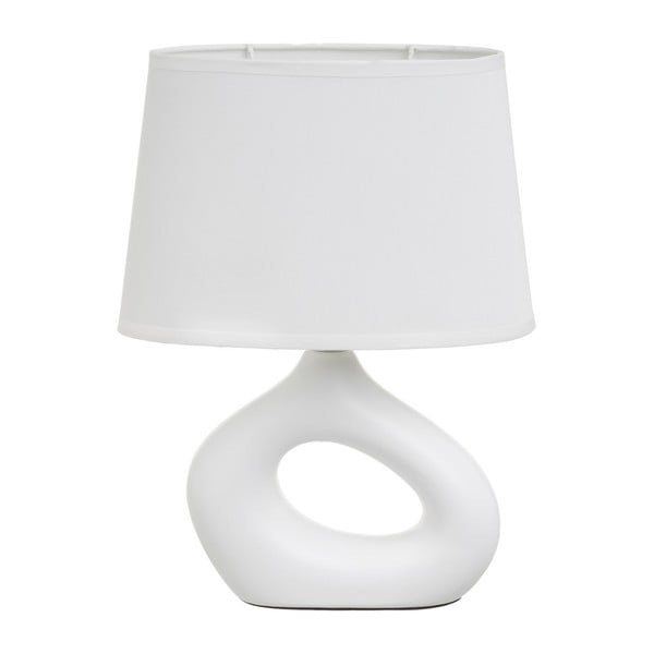 Lampada da tavolo in ceramica bianca con paralume in tessuto (altezza 30 cm) - Casa Selección