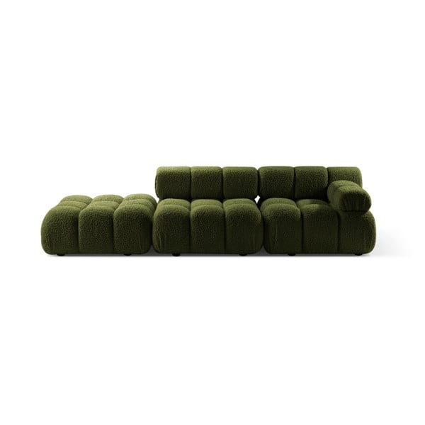 Divano componibile verde con rivestimento in bouclé 288 cm Bellis – Micadoni 