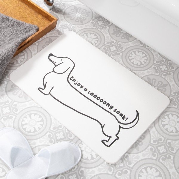Tappetino da bagno bianco 39x60 cm Dachshund - Artsy Doormats-image-1