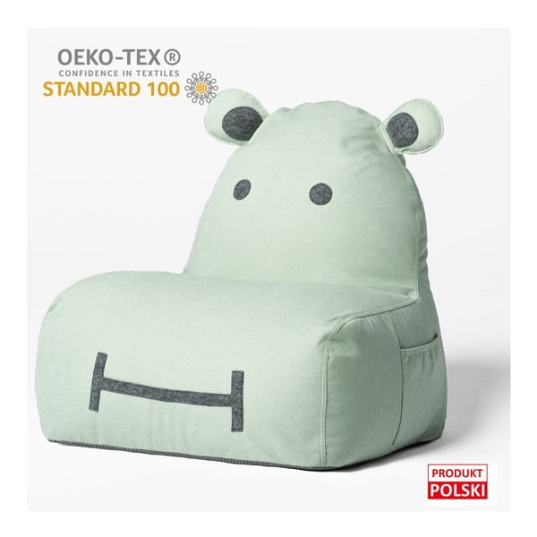 Pouf a sacco per bambini color menta Hippo – The Brooklyn Kids-image-4