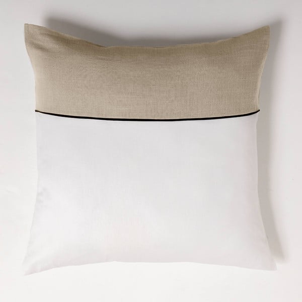 Set copripiumino e federa bianco/beige in cotone per letto matrimoniale ed esteso 240x220 cm Gabrielle – douceur d'intérieur-image-3