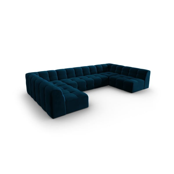 Divano angolare in velluto blu scuro (a U) Kendal - Micadoni Home-image-3