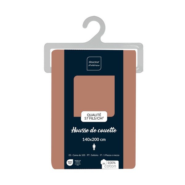 Copripiumino color salmone in cotone per letto singolo 140x200 cm Lina – douceur d'intérieur-image-2