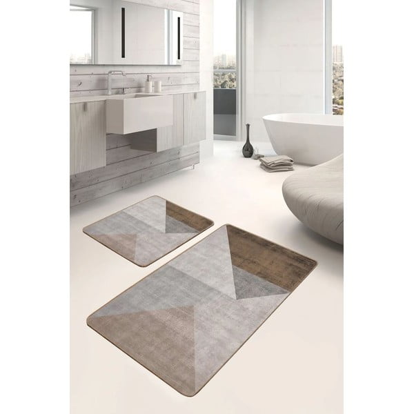 Set di tappetini per il bagno grigi/marroni in velluto 2 pz 60x100 cm – Mila Home-image-3