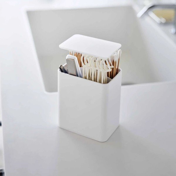 Organizer da bagno bianco in plastica per dischetti di cotone Tower – YAMAZAKI-image-1