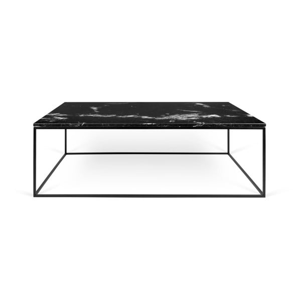 Tavolino in marmo nero con gambe nere Gleam, 120 x 75 cm - TemaHome