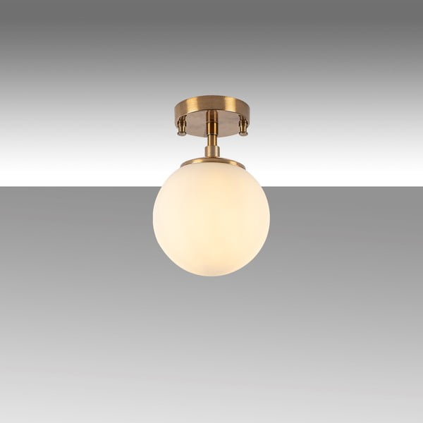 Plafoniera bianca/color ottone con paralume in vetro ø 15 cm Atmaca – Opviq lights-image-4