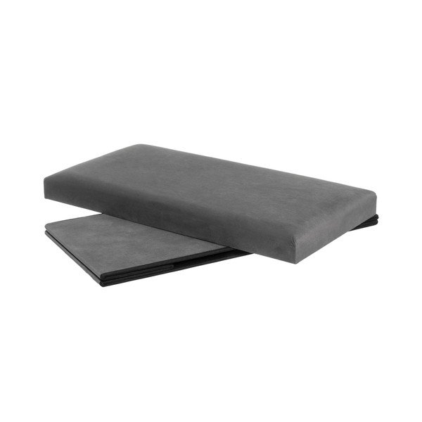 Poggiapiedi in velluto grigio scuro Estela - Casa Selección-image-2