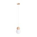Lampadario bianco/di colore naturale in legno massiccio con paralume in vetro ø 11 cm Glim – Sollux