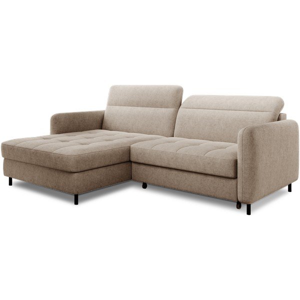 Divano angolare beige allungabile/con contenitore (con penisola a sinistra/con chaise lounge) e rivestimento in ciniglia Gomsi – ELTAP-image-2