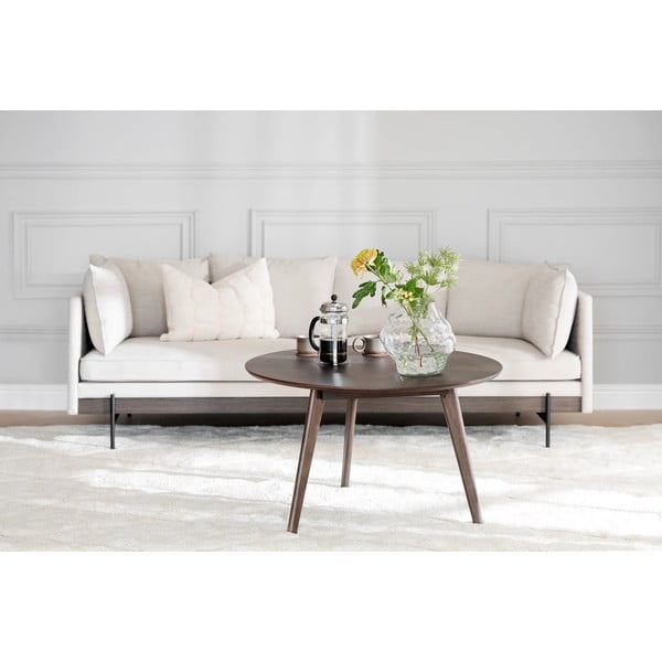 Tavolino rotondo in rovere decorato in colore naturale 90x90 cm Yumi - Rowico-image-3