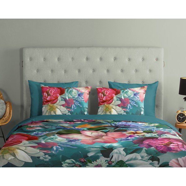 Biancheria in cotone turchese per letto singolo 140x200 cm - Good Morning-image-2