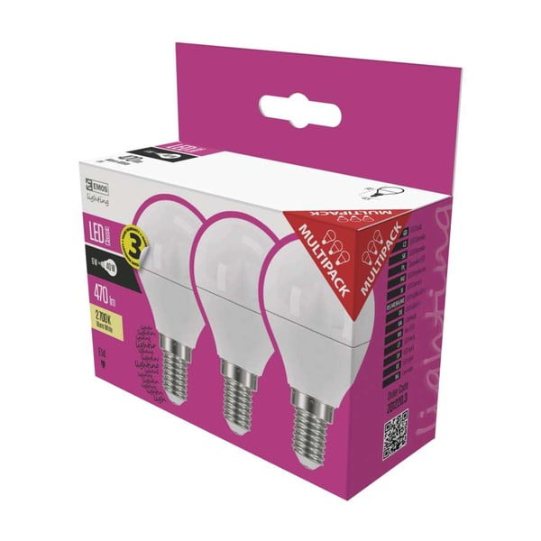 Lampadine LED calde in set di 3 pezzi E14, 5 W - EMOS-image-1