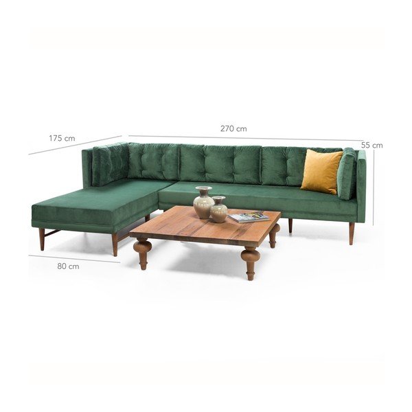 Divano verde angolo sinistro Amalia - Balcab Home-image-1