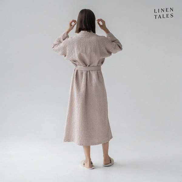 Accappatoio rosa chiaro in misto lino S/M Powder – Linen Tales-image-1