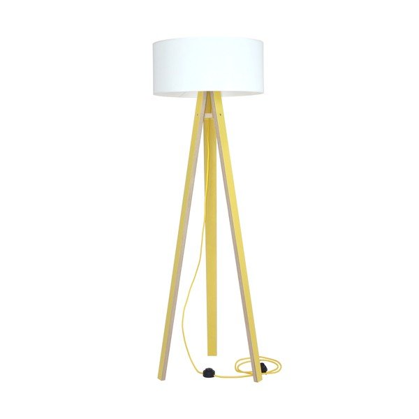 Lampada da terra gialla con paralume bianco e cavo giallo Wanda - Ragaba