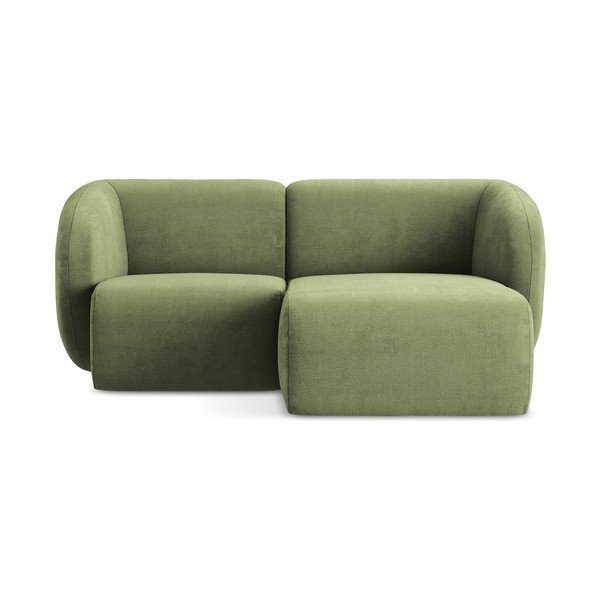 Divano angolare verde (con penisola a destra/con chaise lounge) con rivestimento in ciniglia Lani – Makamii