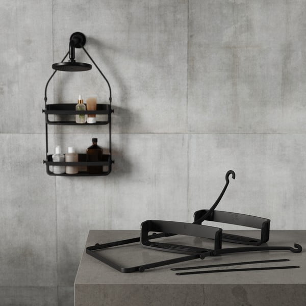 Mensola in plastica nera per bagno sospesa Flex - Umbra-image-3