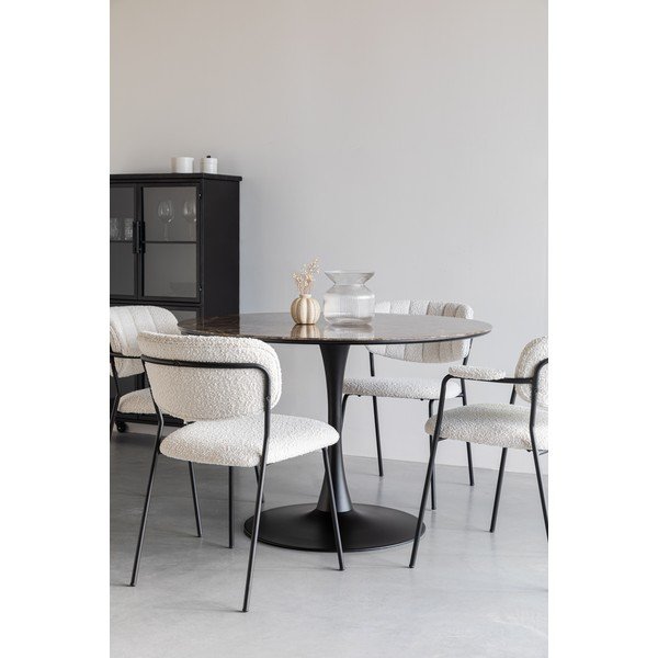 Tavolo da pranzo rotondo con piano effetto marmo ø 110 cm Maru – White Label-image-1