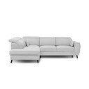 Divano angolare bianco allungabile/con contenitore (con penisola a sinistra/a L) e rivestimento in velluto Noble – ELTAP