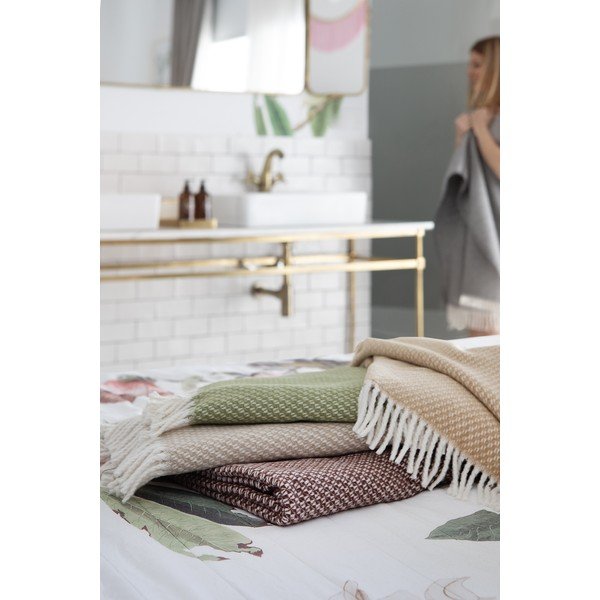 Coperta beige in misto cotone 140x180 cm Wabi – Euromant-image-4