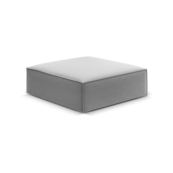 Poggiapiedi grigio chiaro con rivestimento in velluto Vanda – Mazzini Sofas-image-2