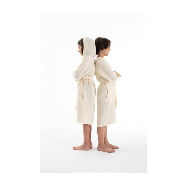 Accappatoio per bambini color crema in mussola 9-10 anni Muslin – Foutastic-image-2