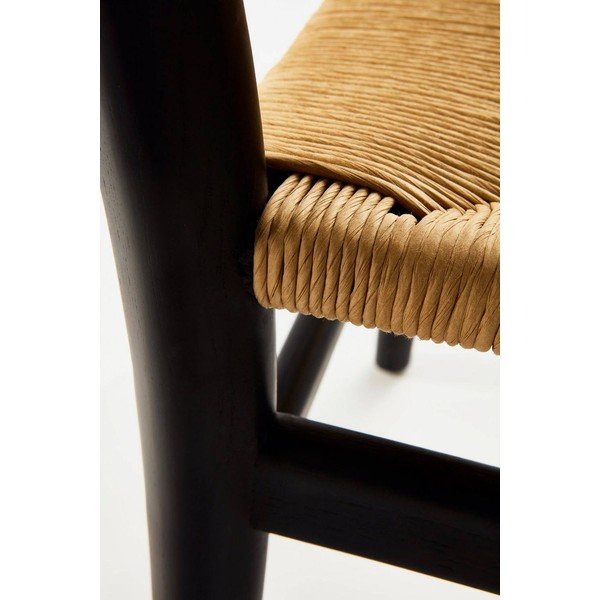 Sedia da pranzo nera/color crema in olmo massiccio con braccioli Nattavaara – Jotex-image-4