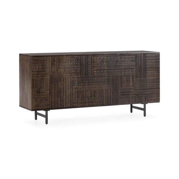 Cassettiera marrone scuro in mango massiccio 160x75x40 cm Kalai – MOME-image-3