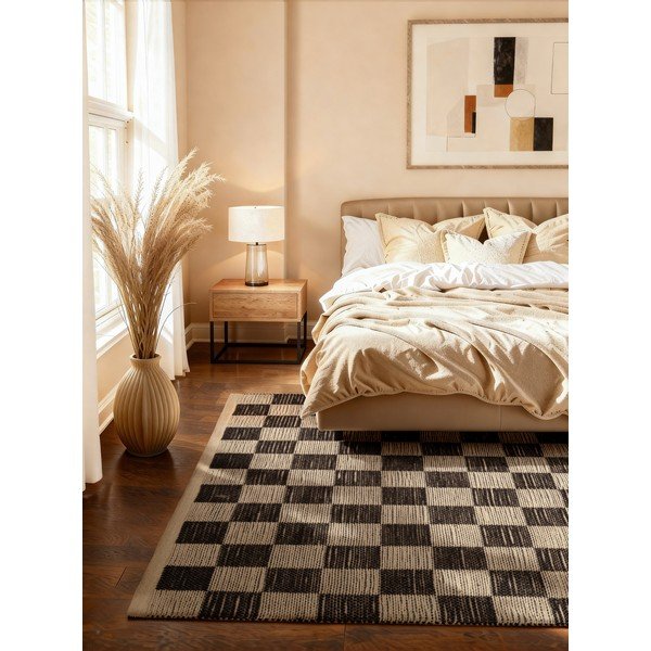 Tappeto nero/color crema in misto iuta reversibile/tessuto a mano 200x300 cm Rex – Hanse Home-image-1