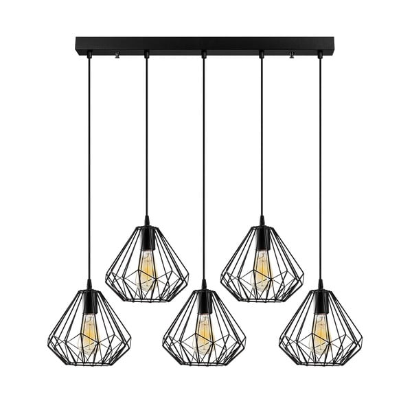 Lampadario nero con paralume in metallo Diamond – Opviq lights