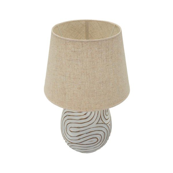 Lampada da tavolo color crema con paralume in tessuto in poliresina (altezza totale 55 cm) Oblix – Mauro Ferretti-image-2