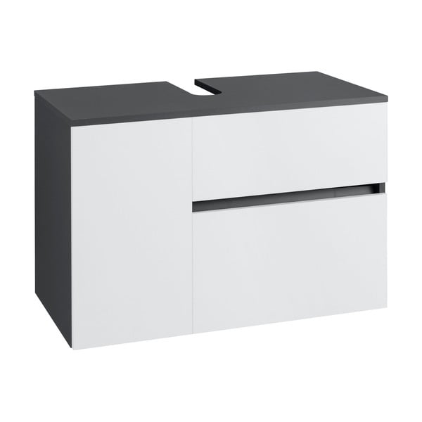 Mobile bianco-antracite per lavabo da parete 80x53 cm Wisla - Støraa-image-1