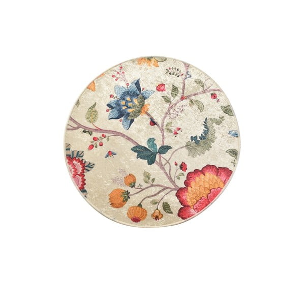 Tappeto da bagno Circle Vintage Flower, ø 140 cm - Foutastic