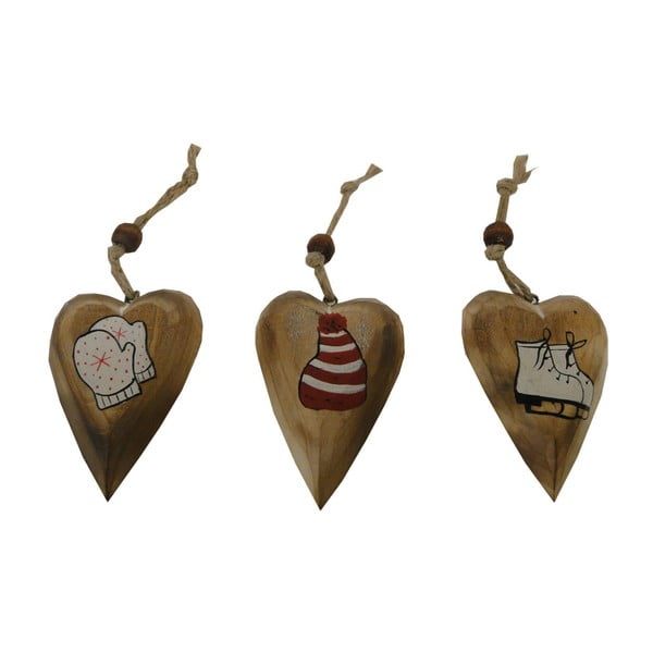 Set di 3 decorazioni da appendere a forma di cuore - Antic Line