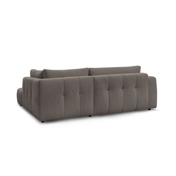 Divano angolare grigio tortora allungabile e con contenitore (penisola a destra/a L) con rivestimento in ciniglia Fuji – Bobochic Paris-image-4