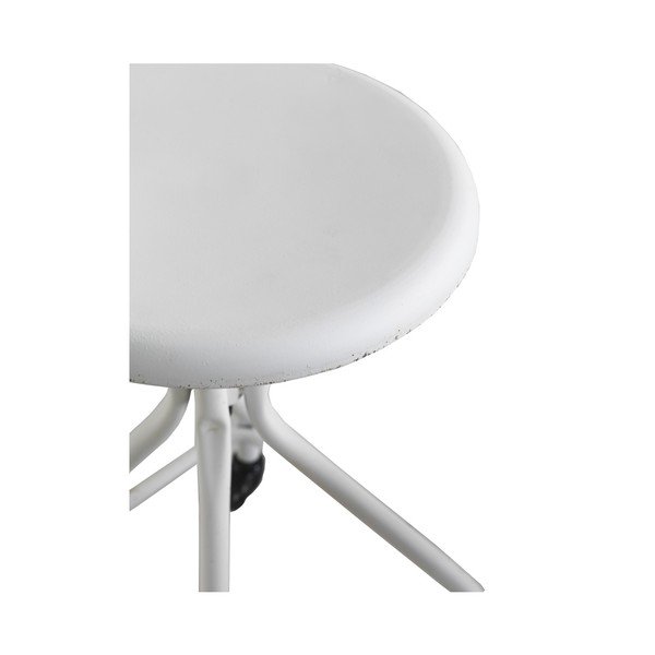 Sgabello mobile in metallo bianco su ruote con altezza regolabile Style Industrial - Geese-image-1