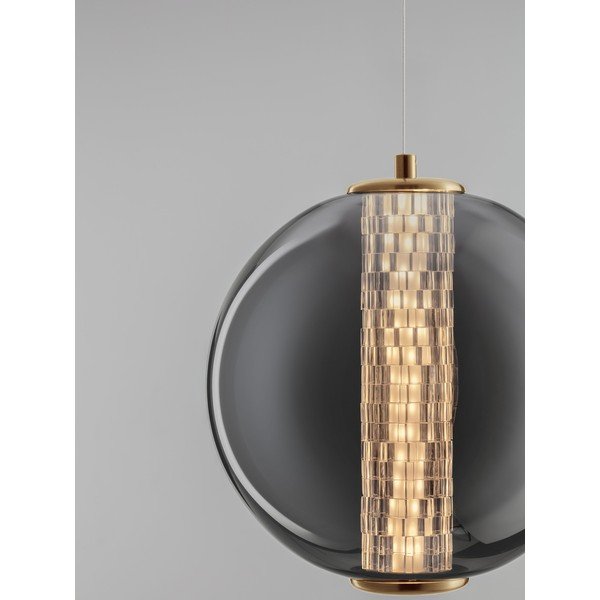 Lampadario LED grigio in metallo con paralume in vetro ø 22 cm Navi – Nova Luce-image-4